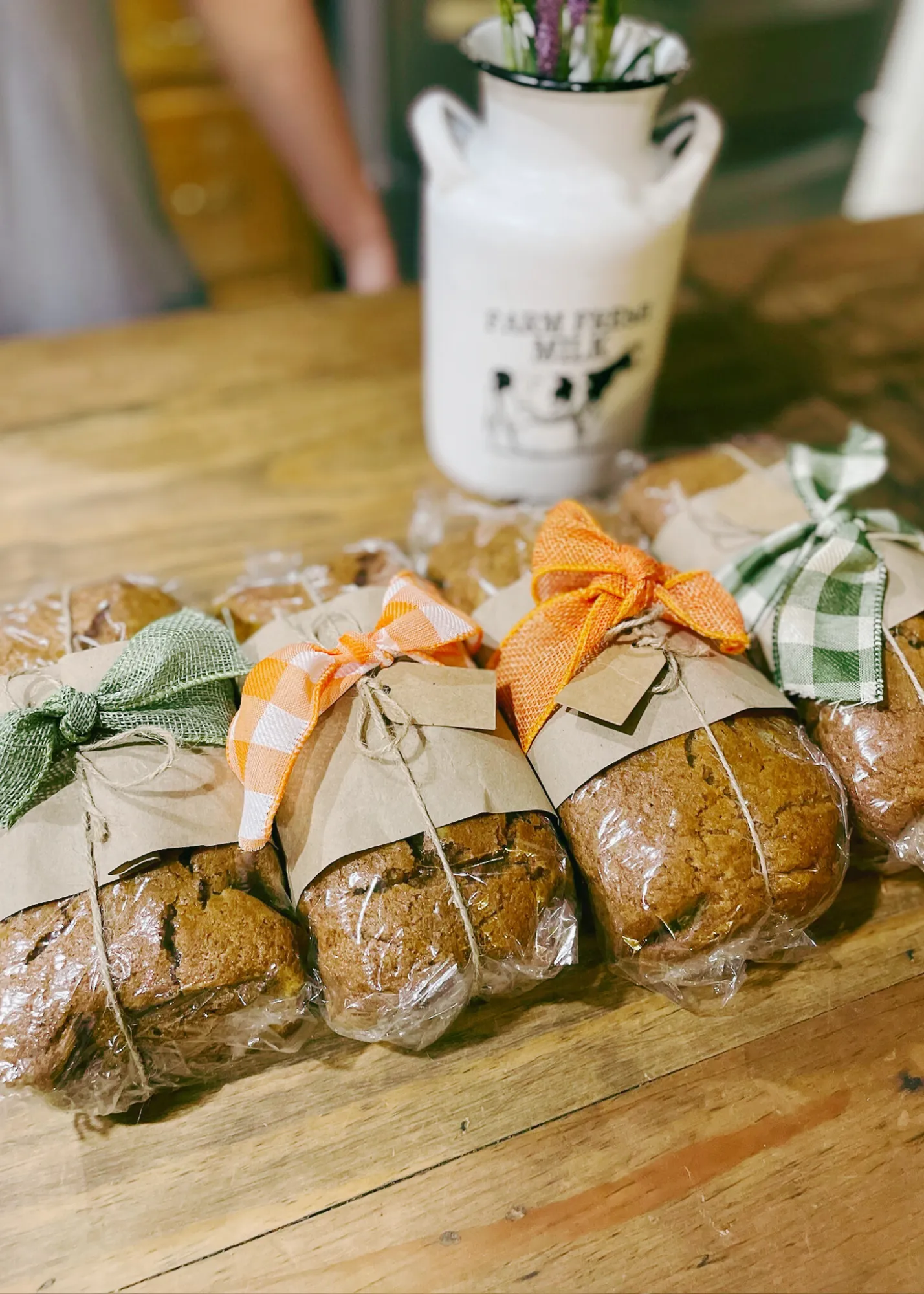 Four pumpkin bread loaves